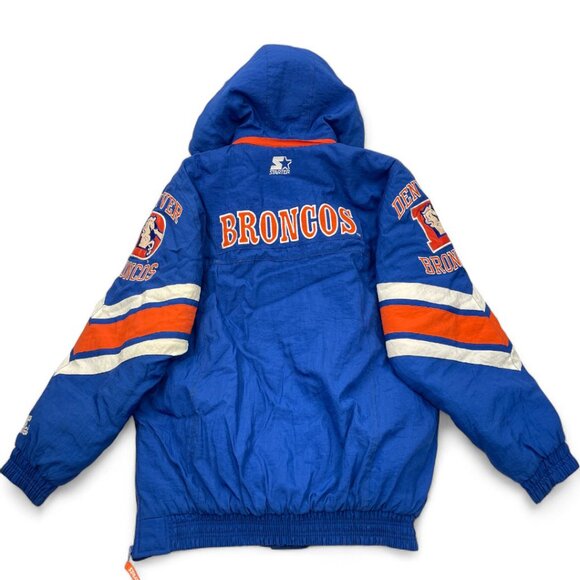 Denver Broncos Starter 1990's NFL Hooded Puffer Parka Jacket Men's XL Pro Line - Picture 4 of 9